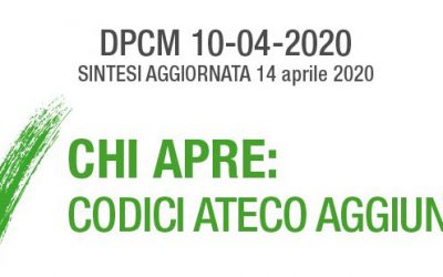 CODICI ATECO, LE ATTIVITÀ CHE POSSONO RIPRENDERE DAL 14 APRILE DA DECRETO